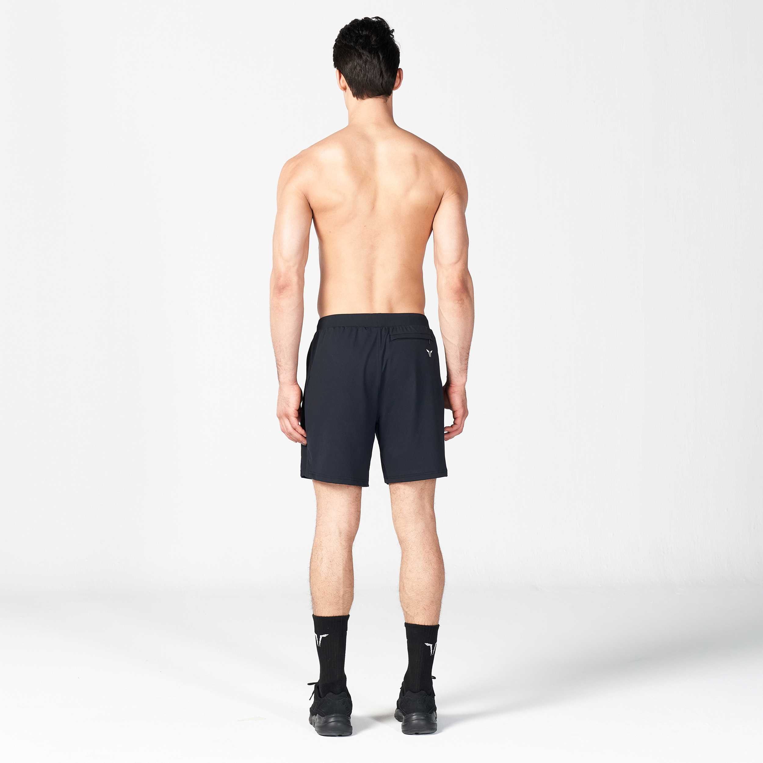 STATEMENT RIBBED FLEX SHORTS - BLACK