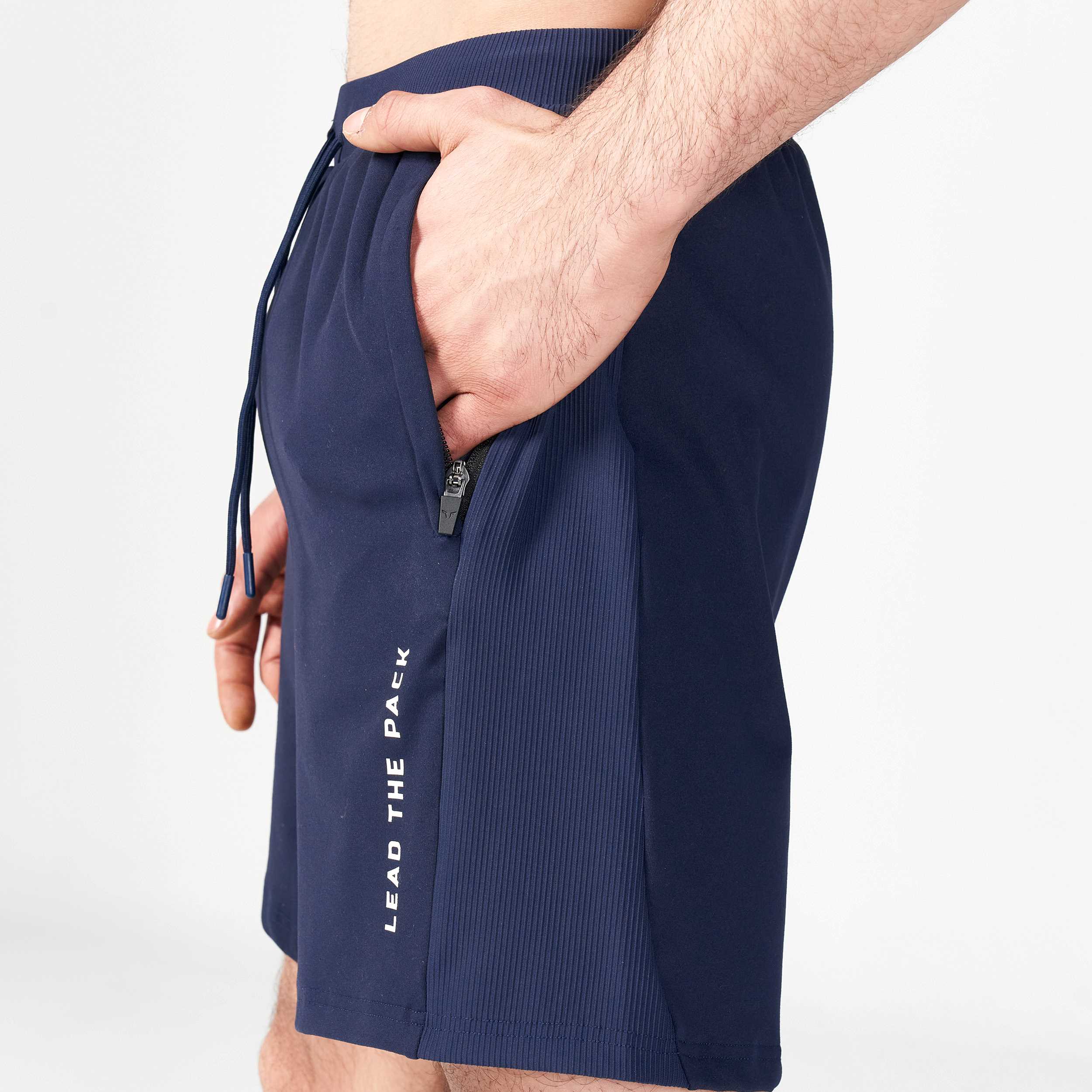 STATEMENT RIBBED FLEX SHORTS - NAVY