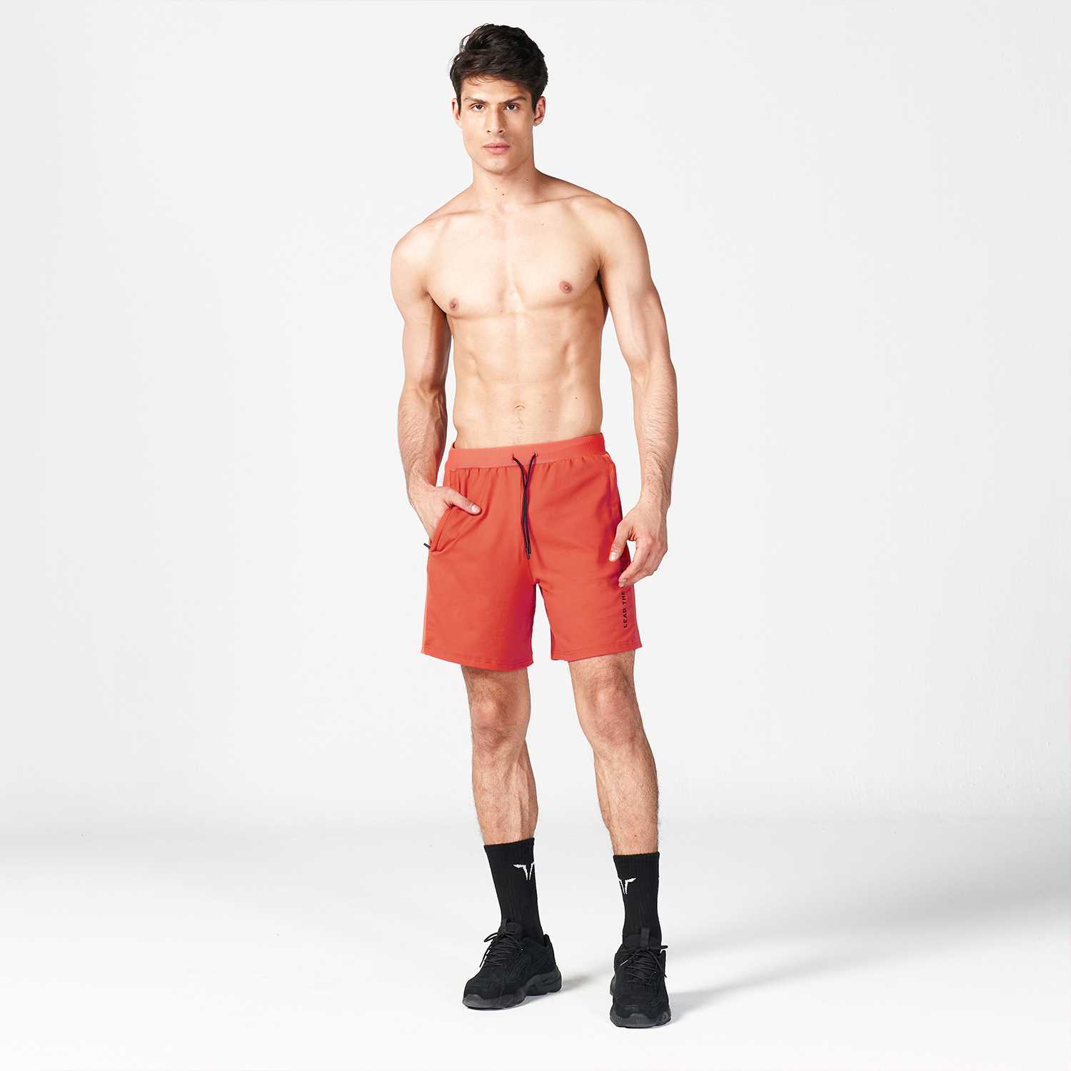 Statement Ribbed Flex Shorts - Paprika