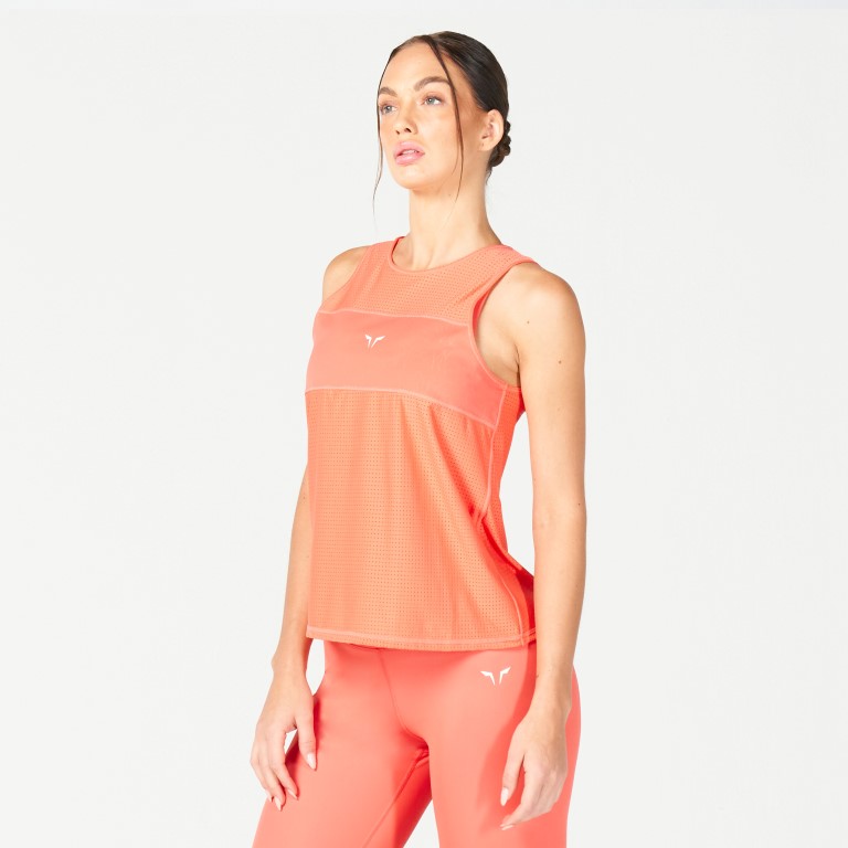 MESH REVERSIBLE TANK - HOT CORAL