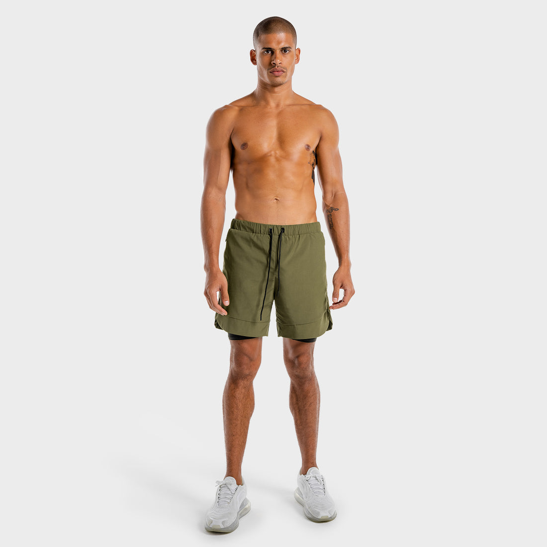 LIMITLESS 2-IN-1 SHORTS - KHAKI AND BLACK