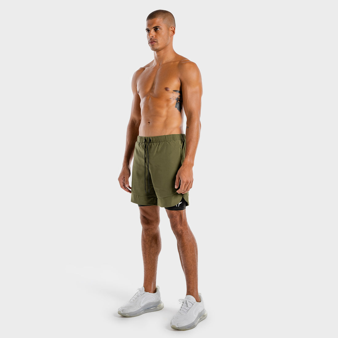 LIMITLESS 2-IN-1 SHORTS - KHAKI AND BLACK